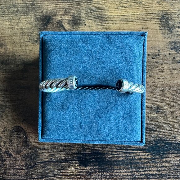 David Yurman Cable Cuff Bracelet w/ Sterling Silver & Black Onyx - Medium - Picture 2 of 16
